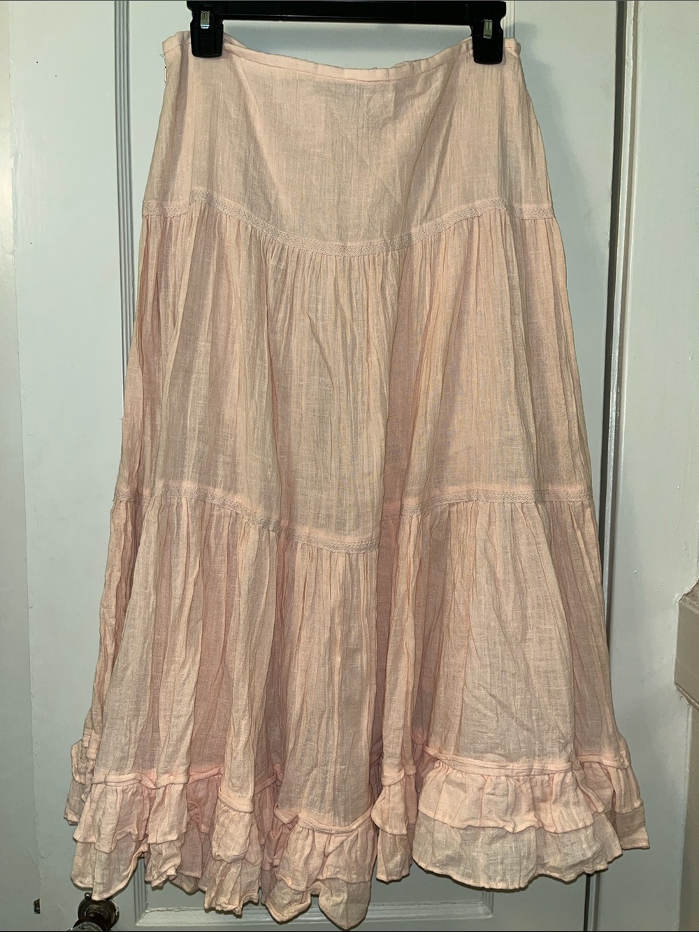 Ralph Lauren Pale Pink Tiered Ruffle Hem Maxi Skirt - Picture 2 of 6